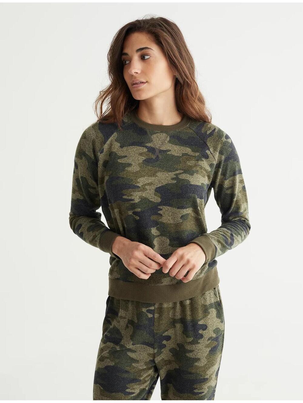 Lucky Brand Cloud Jersey Camo Pullover Sweatshirt - Med